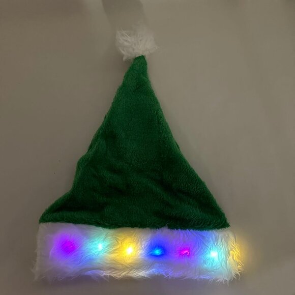 Christmas Santa Claus Hat with LED Colored Lights,Green - Picture 2 of 7